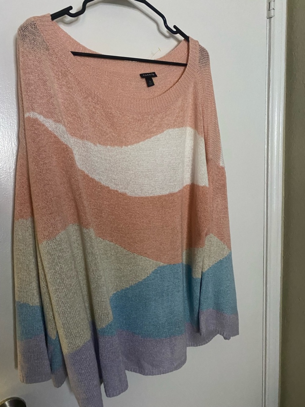 Torrid 3 like new✨Pastel Wave Knit Sweater - Women's Pink Multi - Picture 2 of 3